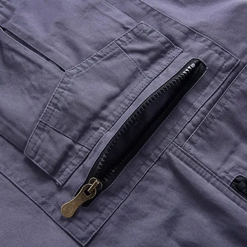 Vista 7 de DASAYO Pantalones cortos para hombre, casuales, de verano, con bolsillos con cremallera, pantalones cortos tácticos al aire libre, trabajo