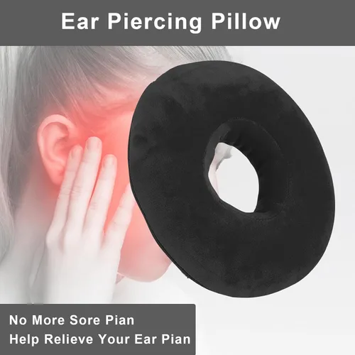 Vista 5 de Almohada para perforaciones para dormir de lado, almohada de dona suave y cómoda, almohada CNH para oídos con agujeros para dolor de oído
