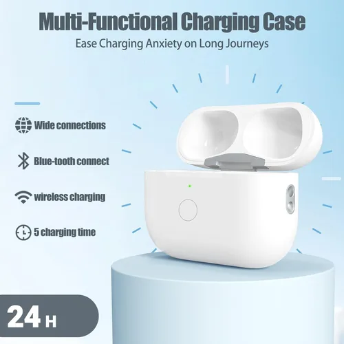 Vista 3 de Funda de carga inalámbrica para AirPods Pro 1 y 2 Gen solamente, funda de carga compatible con AirPod Pro de 1ª/2ª generación, con botón