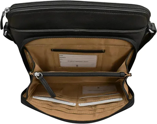 Vista 4 de ili New York - Leather Shoulder Handbag wSide Organizer - Soft, Smooth Leather Handbag wRFID Blocking Lining