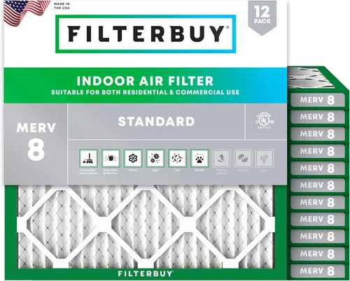 Vista 30 de Filterbuy Filtro de aire MERV 8 de 8 x 14 x 1 pulgadas para defensa contra el polvo y las alergias (paquete de 12), electrostático plisado HVAC