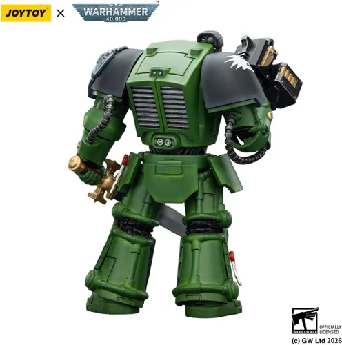 Vista 3 de JOYTOY Warhammer 40K 1/18 Figura de acción Salamanders Terminator 1 con espada de poder y bolter de tormenta modelo de 5.6 pulgadas, regalo