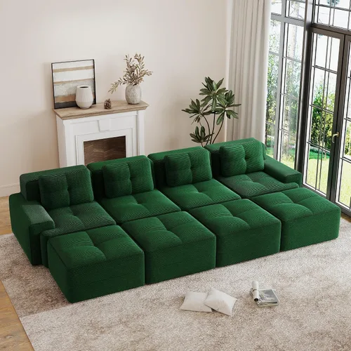 Vista 18 de Sofás modulares convertibles de 82 pulgadas, sofás en forma de L de asiento profundo para sala de estar, sofá moderno de 2 plazas con 1 otomana