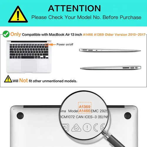 Vista 2 de MOSISO Funda compatible con MacBook Air de 13 pulgadas (modelos: A1466 y A1369, versión anterior 2010-2017), funda protectora de plástico rígido