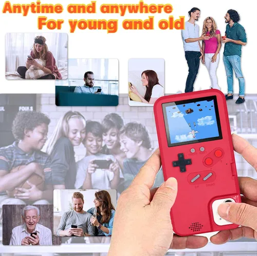 Vista 3 de Funda de consola de juegos para iPhone, funda protectora retro autoalimentada con 36 juegos pequeños, pantalla a todo color, funda de videojuegos
