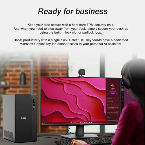 Vista 4 de Dell Computadora de escritorio delgada ECT1250 - Intel Ultra 5-225 (10 núcleos), 16 GB DDR5 RAM, 1 TB PCIe SSD, gráficos Intel UHD, Wi-Fi 6, Windows
