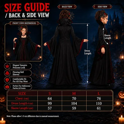Vista 4 de Girls Vampire Costume for 3-6 6-9 9-12 Scary Draculaura Halloween Costumes