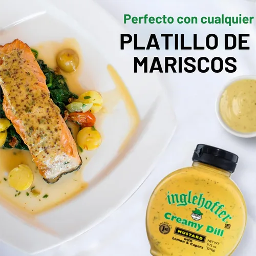 Vista 3 de Inglehoffer Mostaza cremosa de eneldo, salada con limón y alcaparras, 9.75 onzas