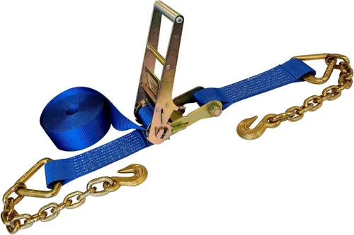 Vista 14 de Mega Cargo Control Correas de trinquete de 3 pulgadas x 30 pies con ganchos de agarre y extremo de cadena, correas de anclaje negras - 1 paquete