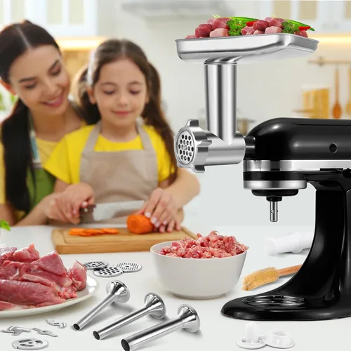 Vista 7 de Accesorio para picadora de carne de acero inoxidable para KitchenAid, accesorio para picadora de carne de acero inoxidable, relleno de salchichas