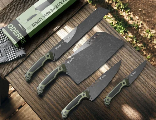 Vista 6 de Cuchillo de Utilidad de Cocina de 5.5 Pulgadas - Acero Alemán de Espiga Completa Resistente al Óxido, Mango G10 - Cuchillo de Chef Profesional