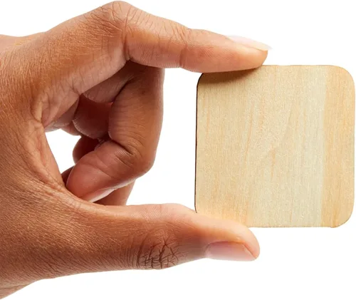 Vista 5 de Paquete de 60 cuadrados de madera de 2 x 2 para manualidades, recortes de madera sin terminar de 0.098 in con esquinas redondeadas