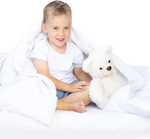Vista 6 de Continental Bedding Edredón para niños pequeños, inserto de edredón de plumón 100% blanco, manta de dormir con funda de algodón, se adapta a una