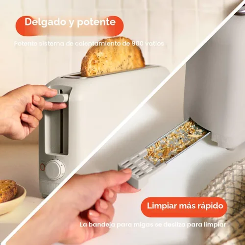 Vista 4 de bella Tostadora delgada de 2 rebanadas, utensilios de cocina Fits-anywhere™, control de tostado de 6 ajustes con botones de recalentamiento
