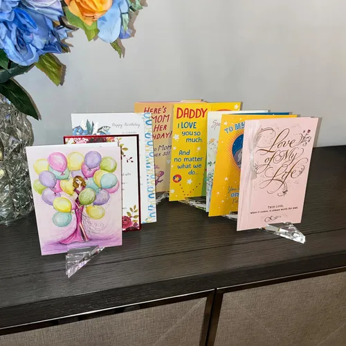 Vista 3 de 2 paquetes de exhibidor y organizador de tarjetas de felicitación de acrílico transparente cristalino Regalo único para maestros o para el hogar
