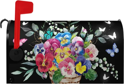 Vista 37 de Funda magnética para buzón patriótico de verano del 4 de julio, cubierta para buzón de bandera de Estados Unidos, diseño floral, Día
