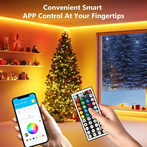Vista 2 de DAYBETTER - Tiras de luces LED de 110 pies, tiras de iluminación inteligentes con control remoto de aplicación, luces RGB que cambian