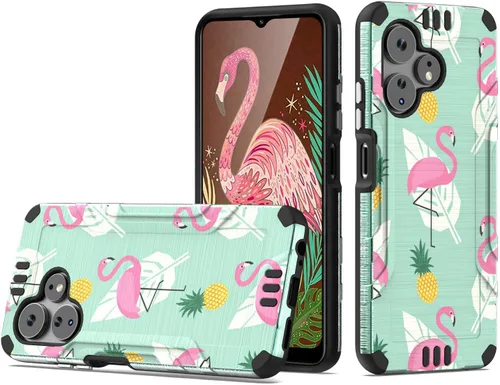 Vista 13 de TJS Funda compatible con Boost Mobile Celero 5G + Plus 2024 (3ª versión), protector de pantalla de vidrio templado, híbrido a prueba de golpes