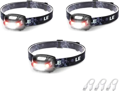 Vista 11 de Linterna frontal LED recargable faros delanteros para luces, cable USB incluido, Rojo, 5 modos, 2.85oz, Manos libres para Correr, trotar