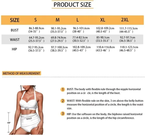Vista 4 de UNICEU Conjunto de bikini de dos piezas para mujer, trajes de baño de cintura alta, bikini fruncido halter