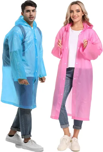 Vista 34 de 2 abrigos de lluvia de Borogo para adultos, chaquetas de lluvia reutilizables para hombres y mujeres