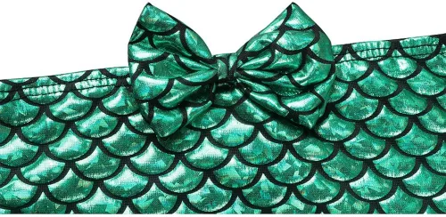 Vista 4 de Traje de baño de cola de sirena de tres piezas Shell Top Bowknot Shorts