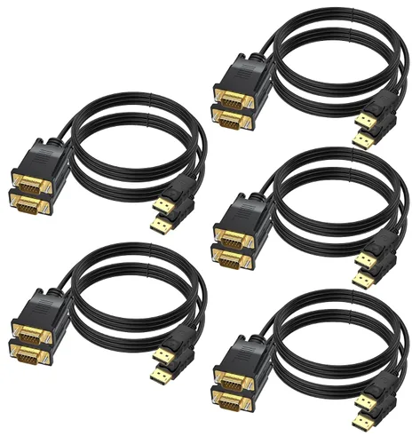 Vista 11 de Paquete de 2 cables DisplayPort a VGA de 6 pies, cable de video macho a macho de 1080 P@60 Hz Unidireccional, sin audio, diseño multiblindado