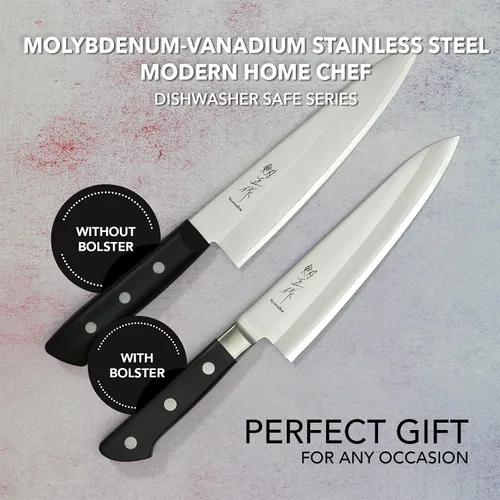 Vista 8 de Gyuto - Cuchillo de chef japonés de acero inoxidable con refuerzo, 7 pulgadas (7.087 in) apto para lavavajillas