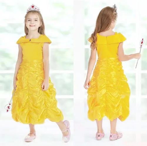 Vista 6 de AOMIG Elsa Dress Costume, Bella Princess Dress up, Princess Dress with Accessories, Princess Dress Costumes for Party
