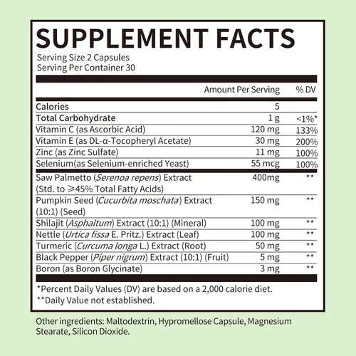 Vista 8 de Saw Palmetto con extracto de semilla de calabaza para la salud