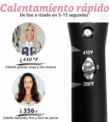 Vista 3 de Crimpadora de cabello rizador de tres barriles: herramienta de pelo Aleath de doble voltaje, rizador de hierro de 1 pulgada y 3 barriles