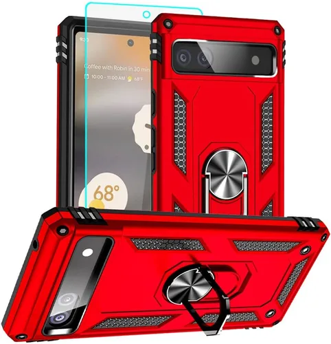 Vista 16 de Funda para Pixel 6a, Google Pixel 6A con protector de pantalla HD, [grado militar de 16 pies probada en caídas], anillo protector a prueba de golpes