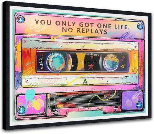 Vista 110 de Novatique Arte de Pared de Cinta de Casete Decoración de Sala de Música Póster Impreso Life Has No Rewind Casete Lienzo Arte de Pared Pósters