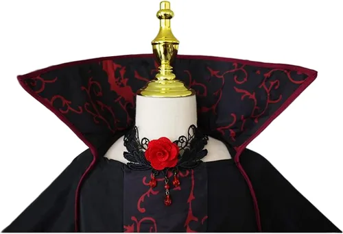 Vista 7 de Disfraz de vampiro para niñas disfraz real de Halloween con gargantilla de vampiro vestido medieval gótico vampiro fiesta de miedo para niños reina