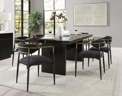 Vista 10 de Acme Jaramillo - Silla auxiliar tapizada en madera y tela, color negro (juego de 2)