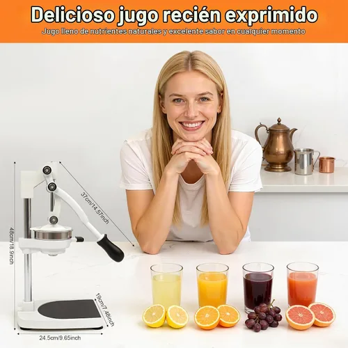 Vista 7 de Exprimidor Manual y Prensa de Mano Resistente, Exprimidor de Cítricos de Hierro Fundido con Base Estable, Prensa Manual de Grado Comercial