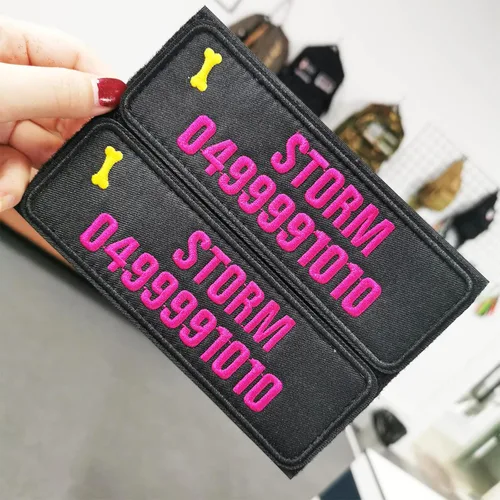 Vista 6 de 2 parches con nombre personalizados, parches tácticos extraíbles personalizados con gancho y bucle, parches bordados con nombre para mascotas, Hueso