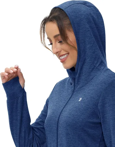 Vista 68 de TBMPOY Chaquetas con capucha y protección solar UPF 50+ para mujer, ligeras, de manga larga, para senderismo, exteriores, con cremallera completa