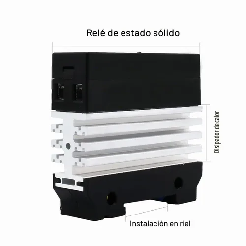 Vista 7 de Relé de estado sólido de riel DIN con disipador de calor - CC a CA (entrada de 3-32 V CC, salida de CA 24-480 V), SSR de 40 A