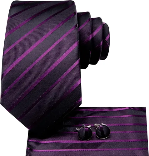 Vista 161 de Hi-Tie Corbatas de seda para hombre, diseño de cachemira a rayas, con bolsillo, gemelos cuadrados, conjunto formal de negocios