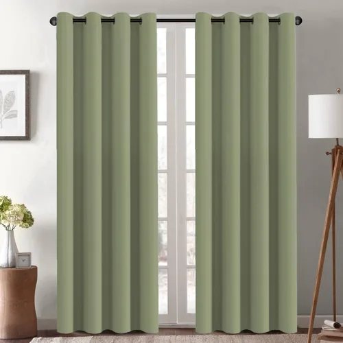 Vista 176 de Cortina opaca para puerta de armario, división de habitación, cortina de tratamiento de ventana para dormitorio, cortina de privacidad con Verde