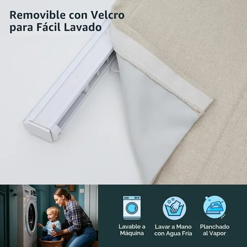 Vista 4 de DEJAVU Persianas romanas inalámbricas para ventanas, persianas romanas de ventana de tela con forro lavable beige, persianas romanas personalizadas