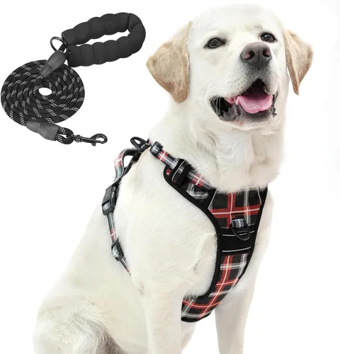 Vista 9 de PUPTECK Arnés táctico sin tirones para perro, tamaño mediano, arnés reflectante ajustable con asa para perro, de fácil control, cómodo y suave