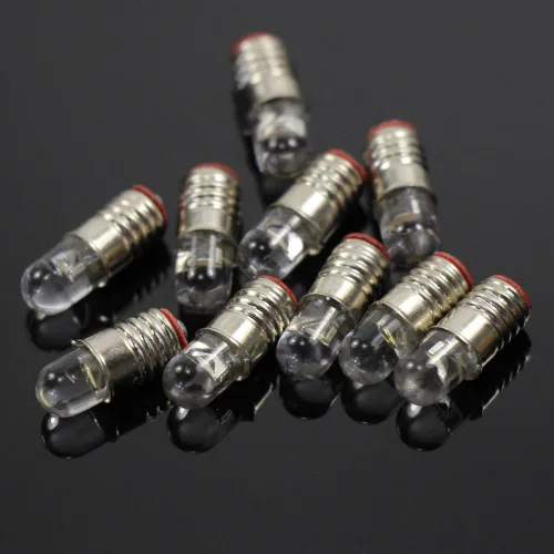 Vista 2 de E505WMT 10 Sets Bombilla de tornillo LED blanco cálido y base de soporte E5 E5.5 12V-14V para diseño de tren modle