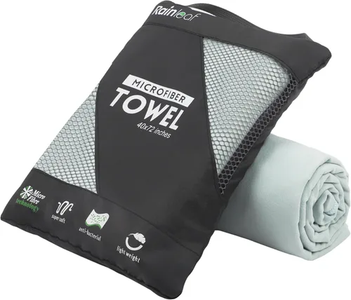 Vista 19 de Toalla de microfibra Rainleaf perfecta para viajes y gimnasio y camping. Secado rápido - Super absorbente - Ultra compacta - Liviana. Adecuada