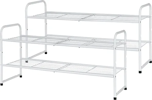 Vista 17 de Zapatero de 2 niveles para armario, organizador de almacenamiento de zapatos extra largo de 44 pulgadas para estantes, metal resistente, fácil