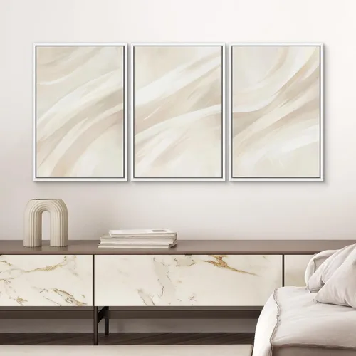 Vista 426 de SIGNWIN Lienzo enmarcado para pared, juego de arte neutro de bosque brumoso, ilustraciones en tono tierra, arte moderno, decorativo, bohemio