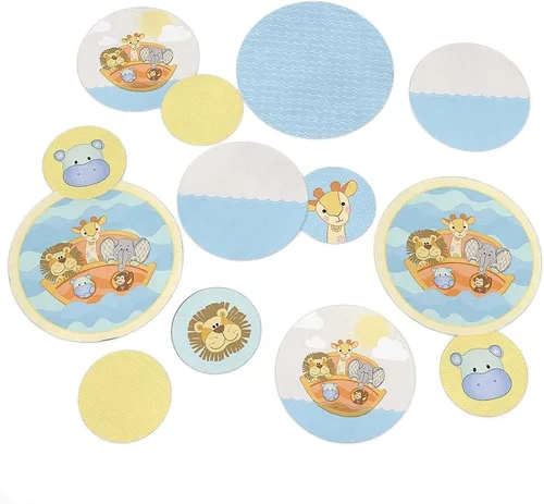 Vista 6 de Big Dot of Happiness Noah's Ark - Confeti circular gigante para baby shower o fiesta de cumpleaños, decoraciones para fiestas, confeti grande, 27