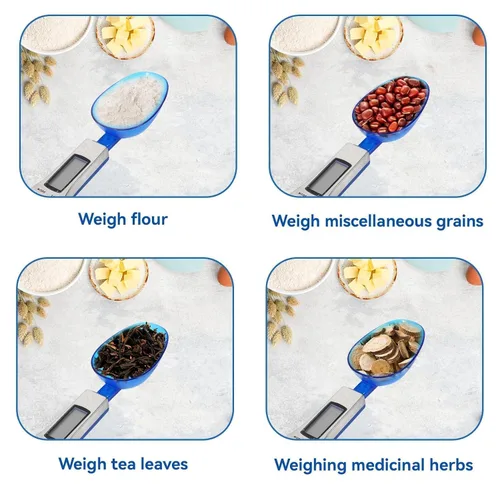 Vista 4 de HERCHR Cuchara digital electrónica de 500/0.00 oz, herramienta de medición de básculas de alimentos, cuchara de medición electrónica, balanza