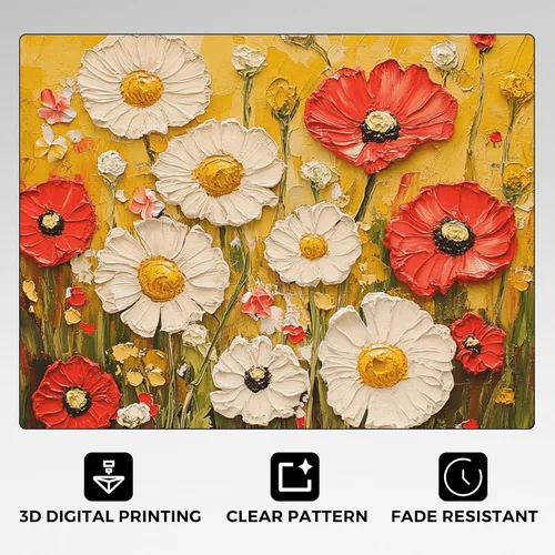 Vista 5 de Daisy Rugs for Entryway, 2x3 ft, Oil Painting Flower Area Rugs for Bedroom Kitchen Entrance, Soft Non Slip Washable Botanical Floral Indoor Door Mat